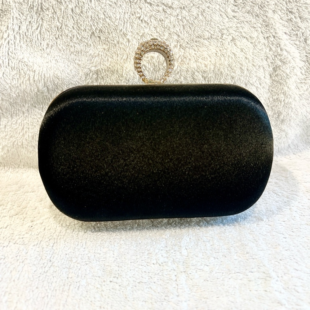 Black Rhinestone Clutch Evening Bag Formal Prom Wedding Cocktail Purse Chain